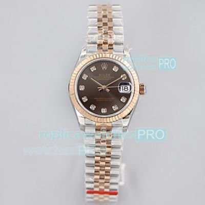 EW Replica Rolex Datejust Jubilee Watch Chocolate Dial 2-Tone Rose Gold 31MM